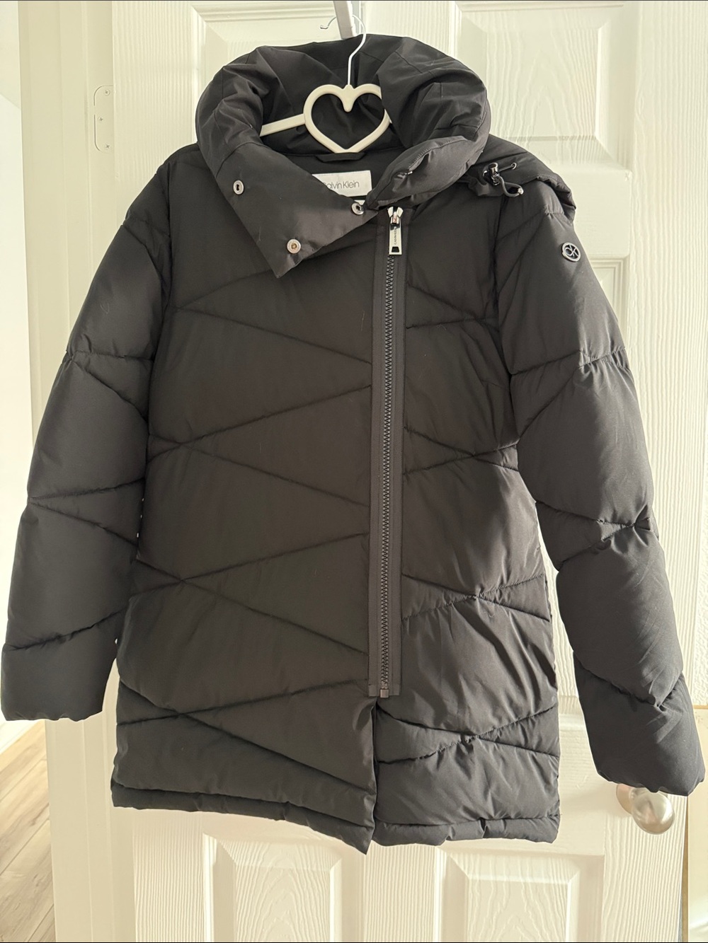 Calvin Klein Black Puffer Jacket with Branded Silver Zipper